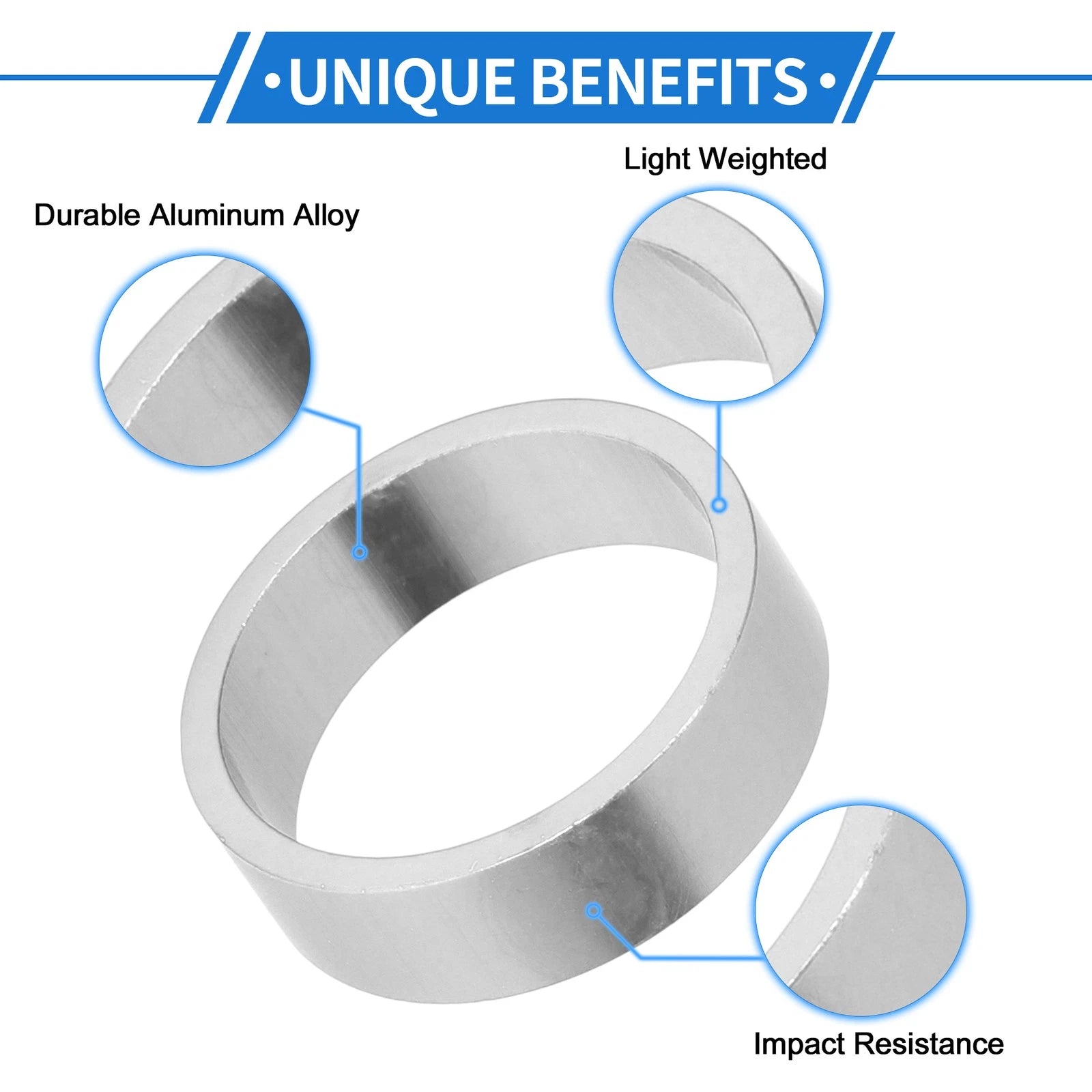 Bike Headset Spacer 10mm for 1-1/8 Inch Stem Fork Alloy Silver (—)