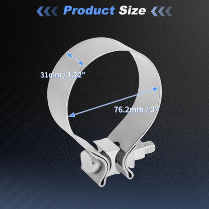 3" Exhaust Clamp for Universal Applications (T304 Stainless Steel)