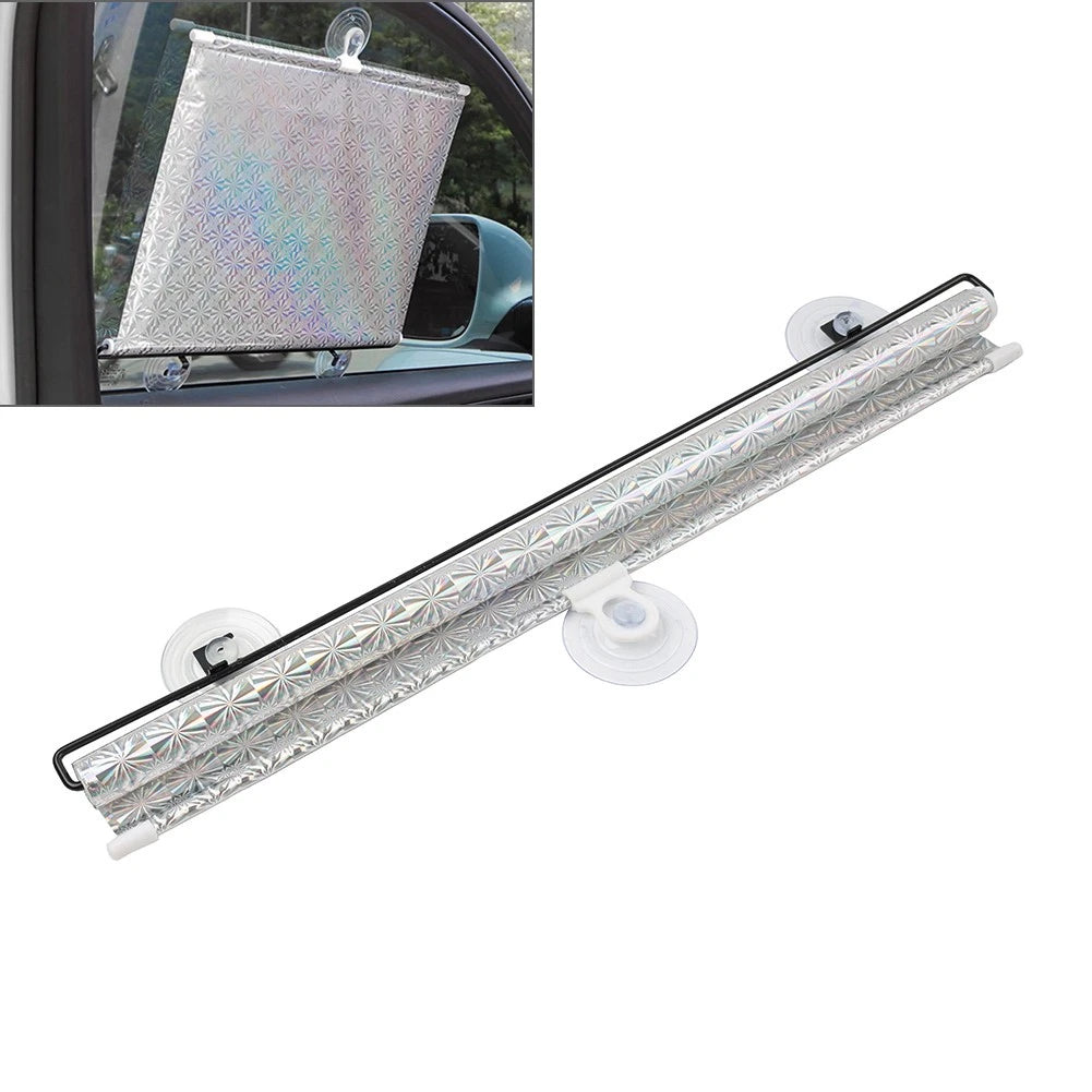 Retractable Side Window Baby Sun Shade Shield Cover Roll Curtain Visor Silver