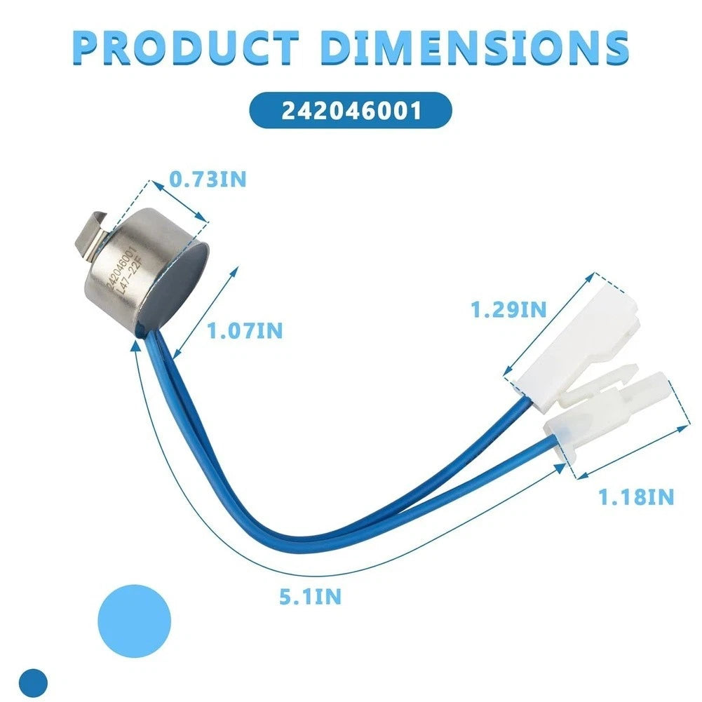 Defrost Thermostat for Refrigerator (Fits Multiple Brands and Models)