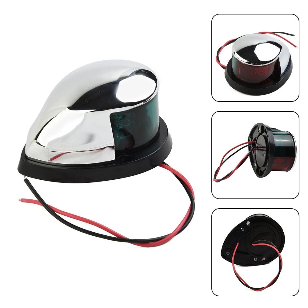 LED Navigation Sailing Light for Marine Boat (Plastic Red Green, Chrome)