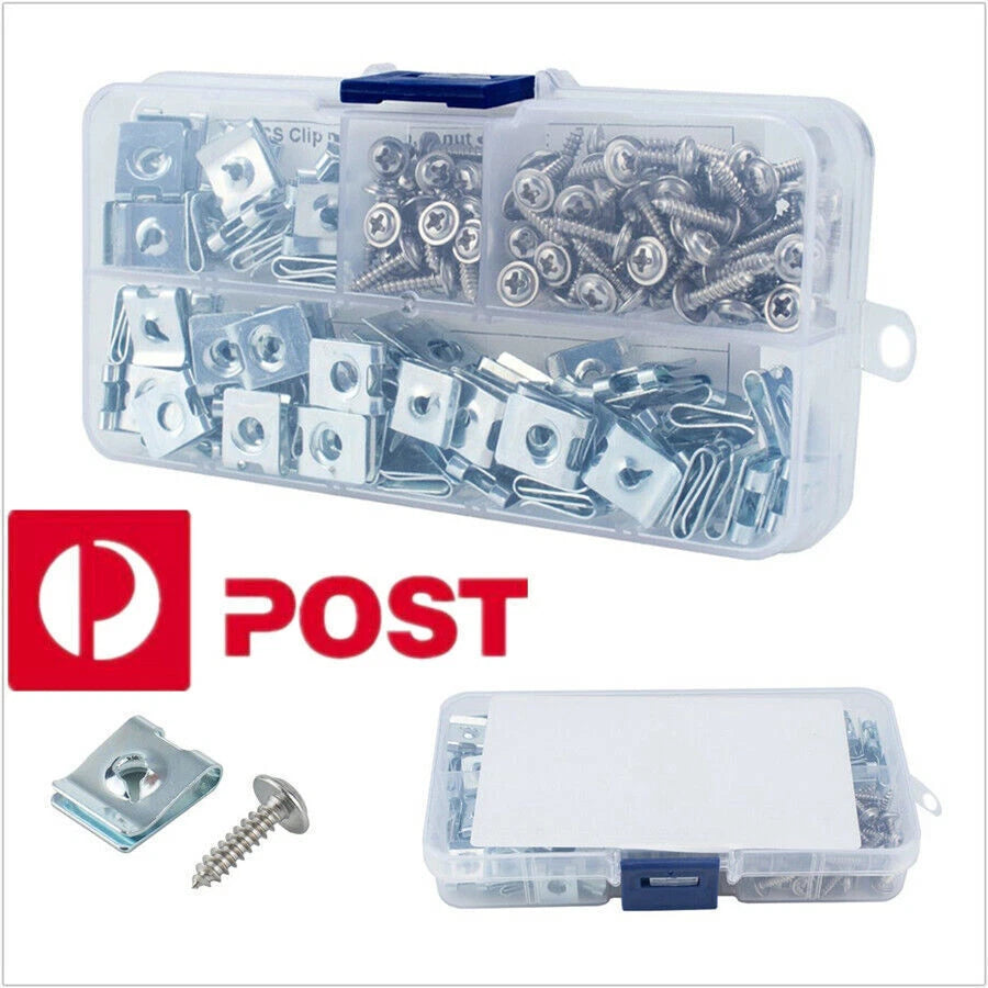 200Pc Fastener U Nut Self-Tapping Screw for Moulding Panel Fender Accessories