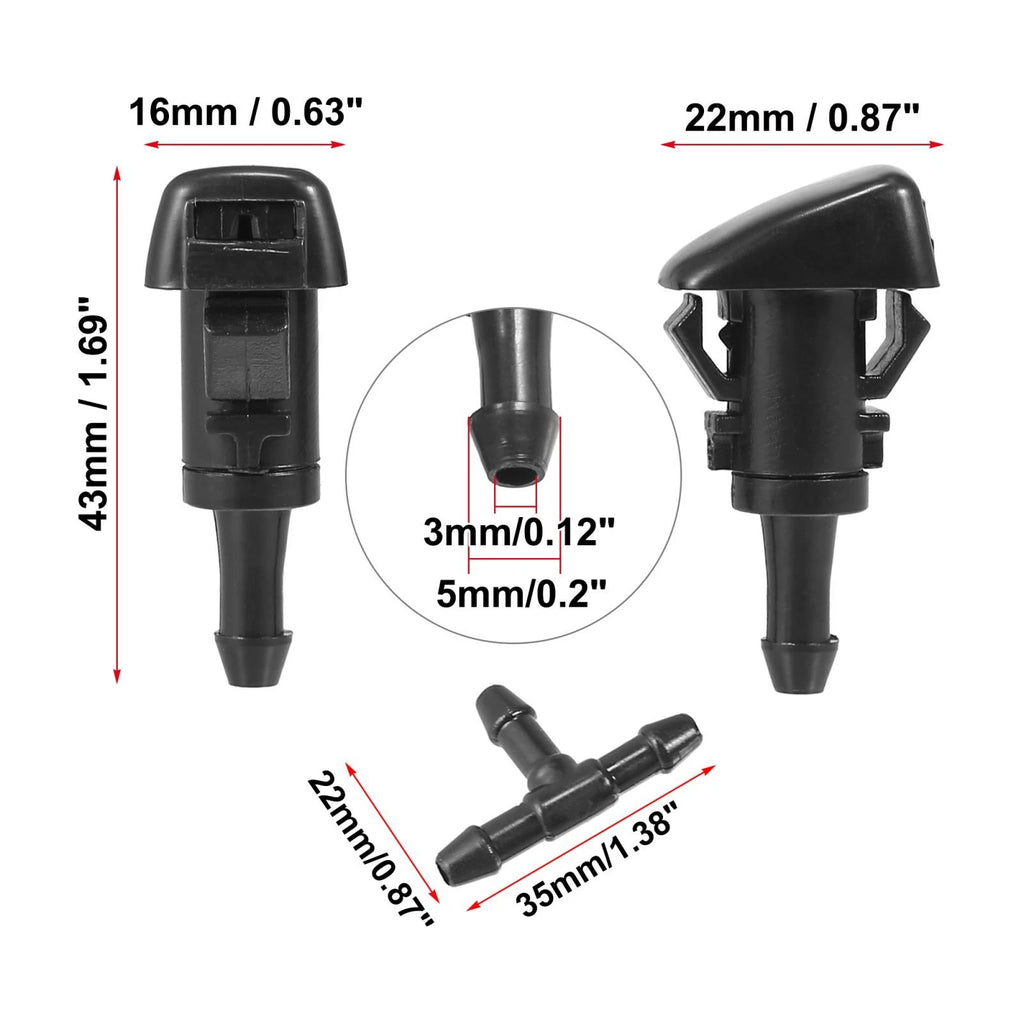 Front Windshield Washer Nozzles 4PCS with 1 Meter Hose for GMC Envoy (2002–2009)