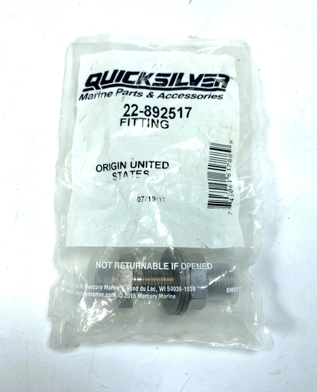 Quicksilver Bulk Head Fitting for (22-892517)