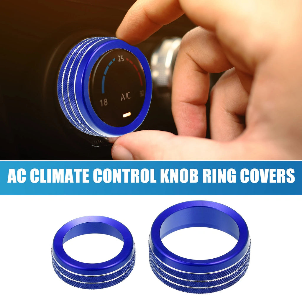 AC Radio Switch Knob Cover Decals for Dodge Durango (2014–2020) Blue Set