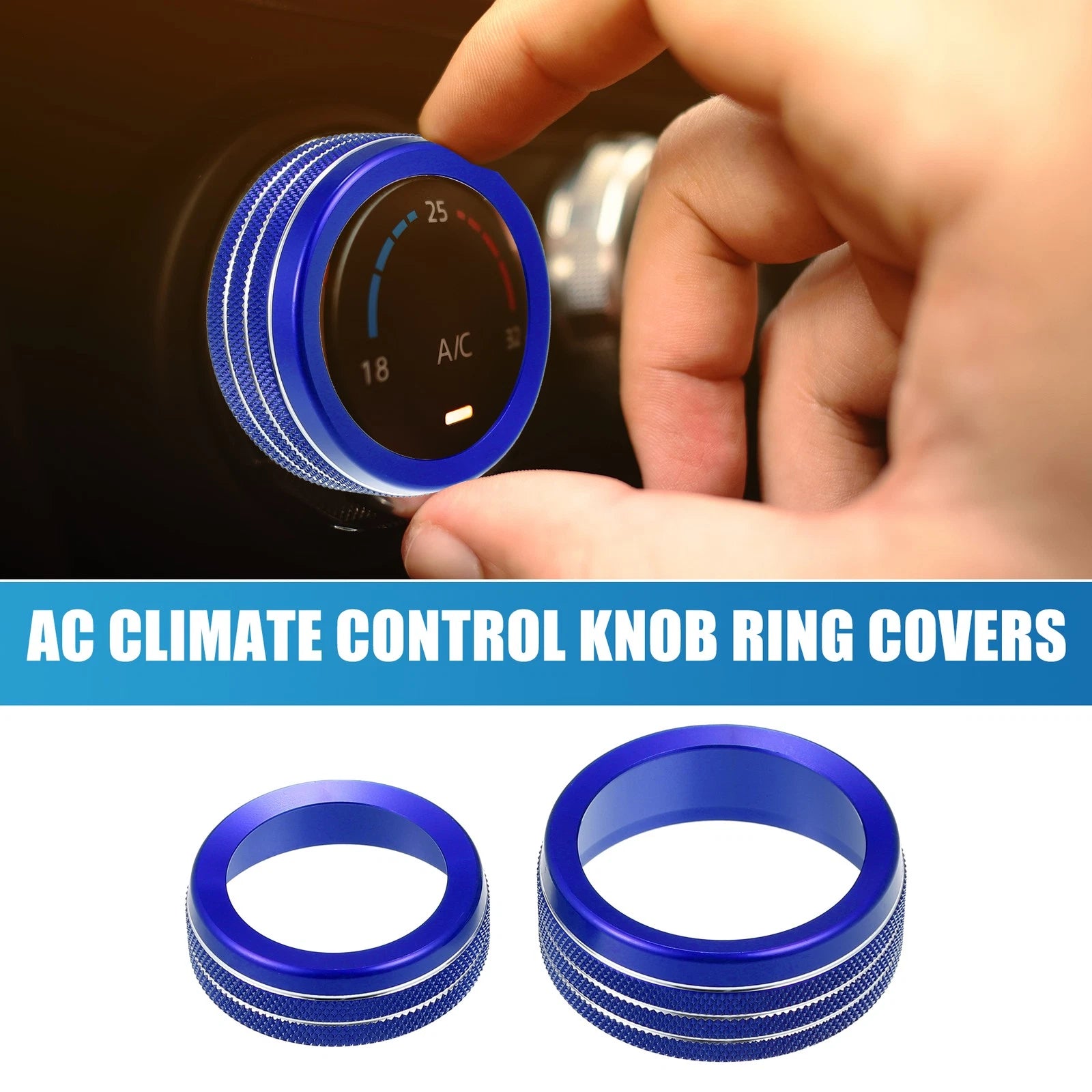 AC Radio Switch Knob Cover Decals for Dodge Durango (2014–2020) Blue Set