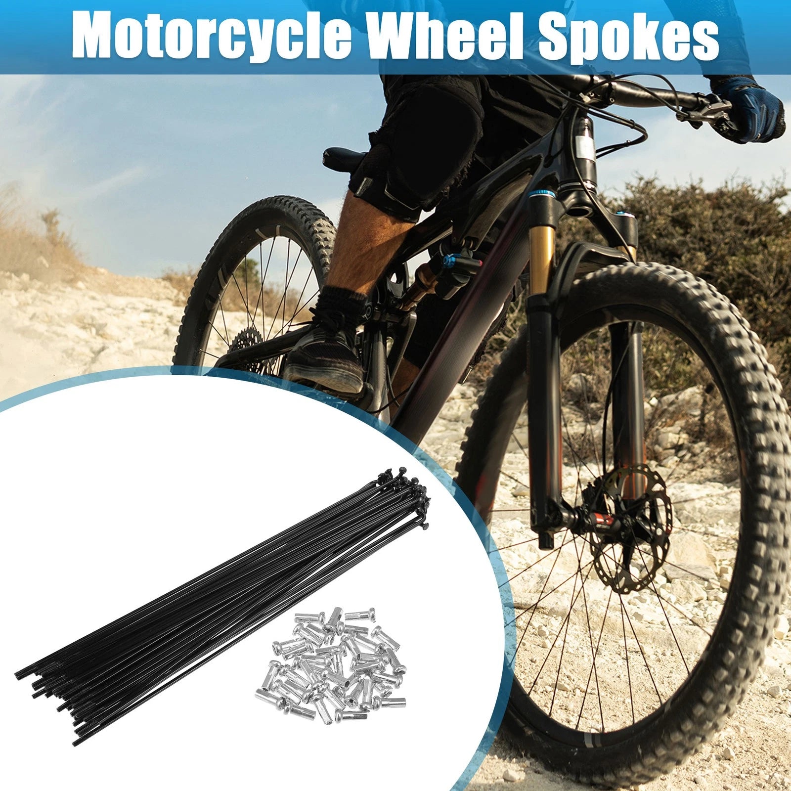 Bicycle Spokes Kit J Bend 14G 190mm with Nipples for Universal (190mm)