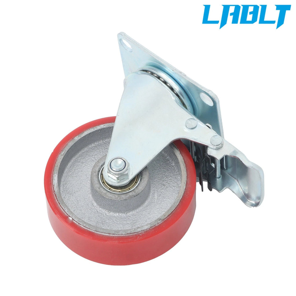 Set of 4 Heavy Duty 4" Red Polyurethane Casters for