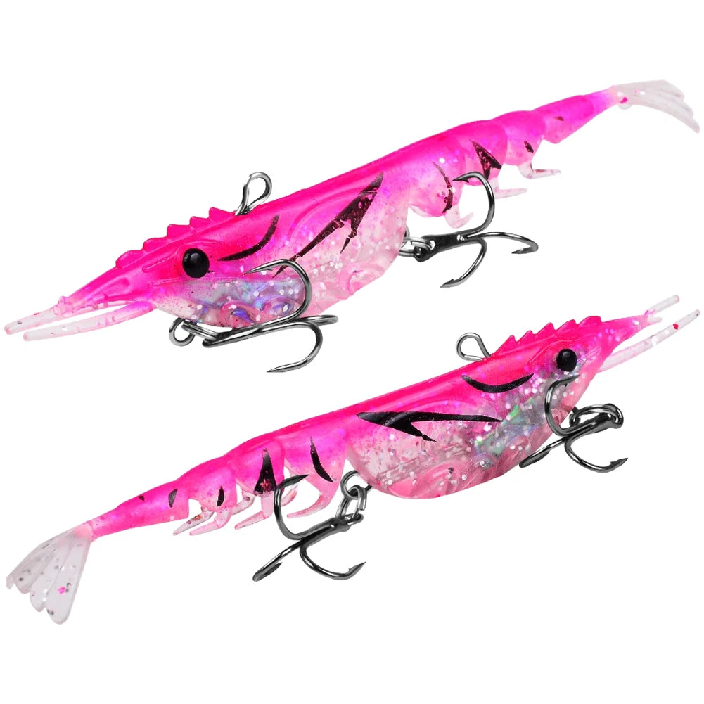 2X Flexible Shrimp Soft Bait with Longitudinal Tail Slices for Twitch Effect