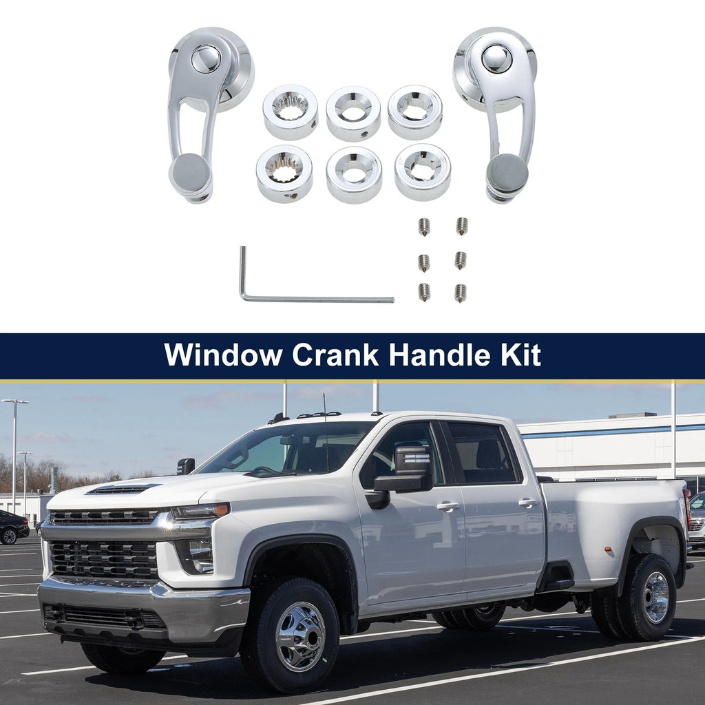 Door Window Crank Handle Replacement for Chevy Ford Chrysler Silver Tone (1 Set)