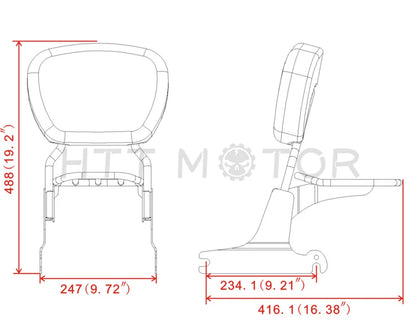 Detachable Backrest Sissy Bar Luggage Rack for Harley Softail (2000–2023)
