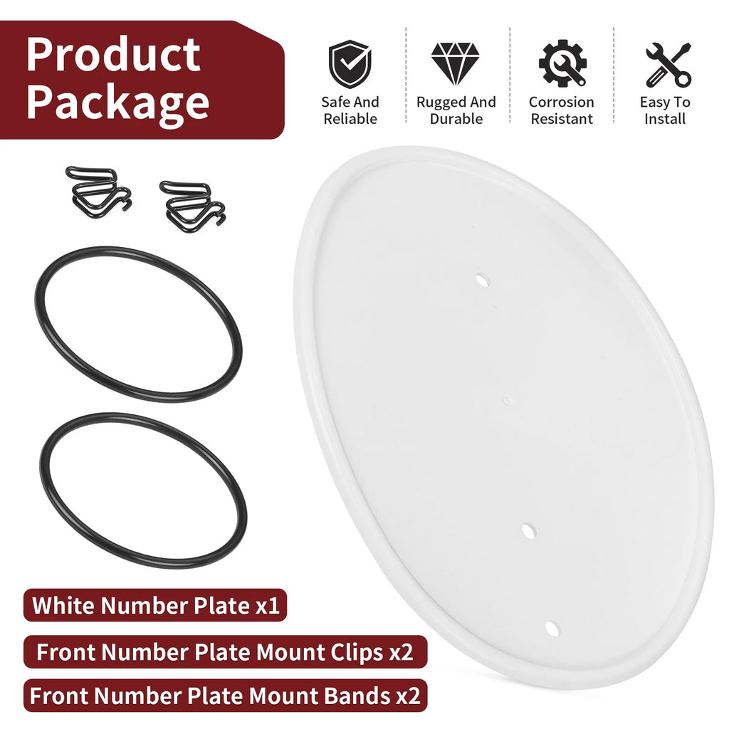 White Front Number Plate 64113-116-690ZD for Honda Z50R (1979–1987) w/ Clips