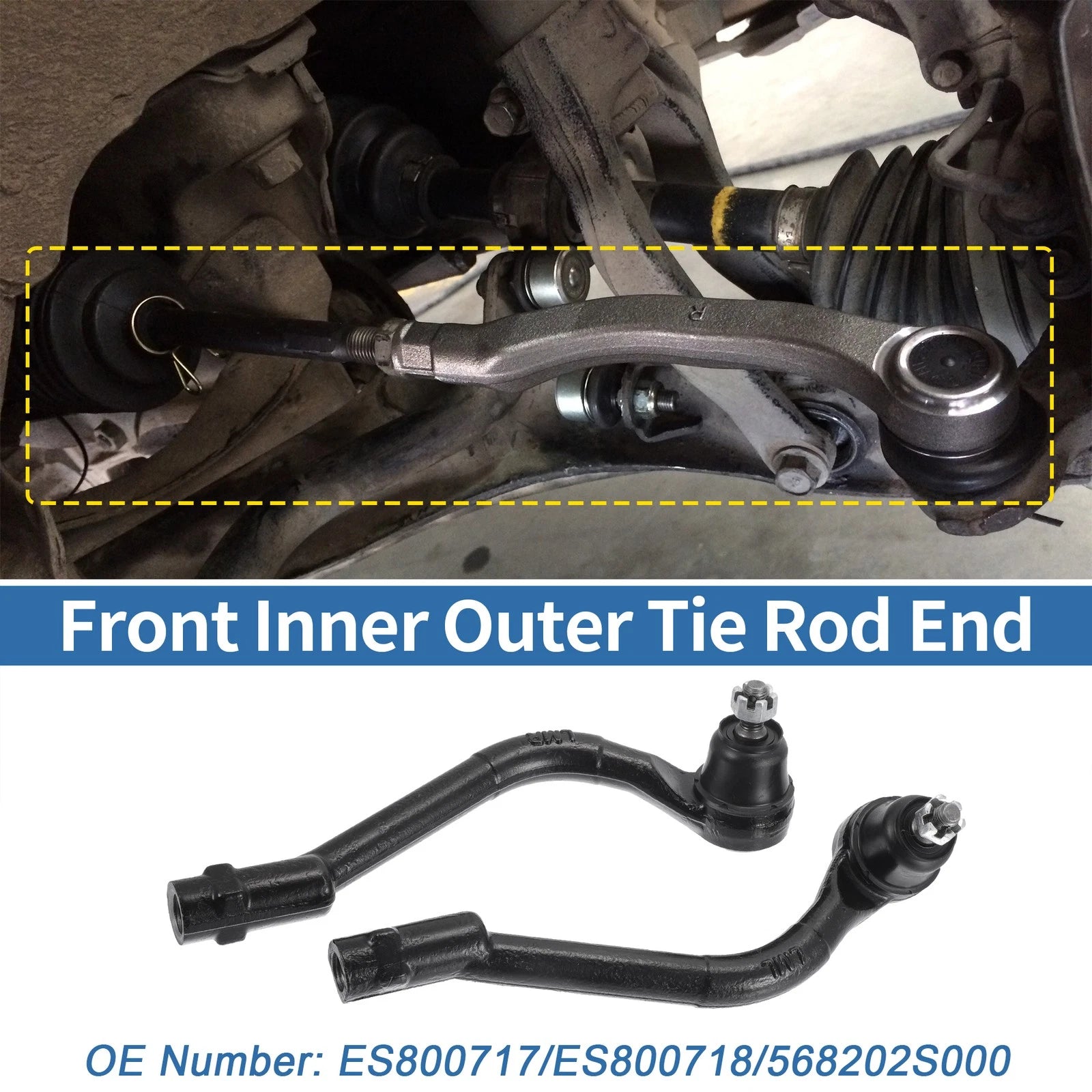 2pcs Front Outer Tie Rod End Links Replacement for Kia Sportage Optima (2004–2017)