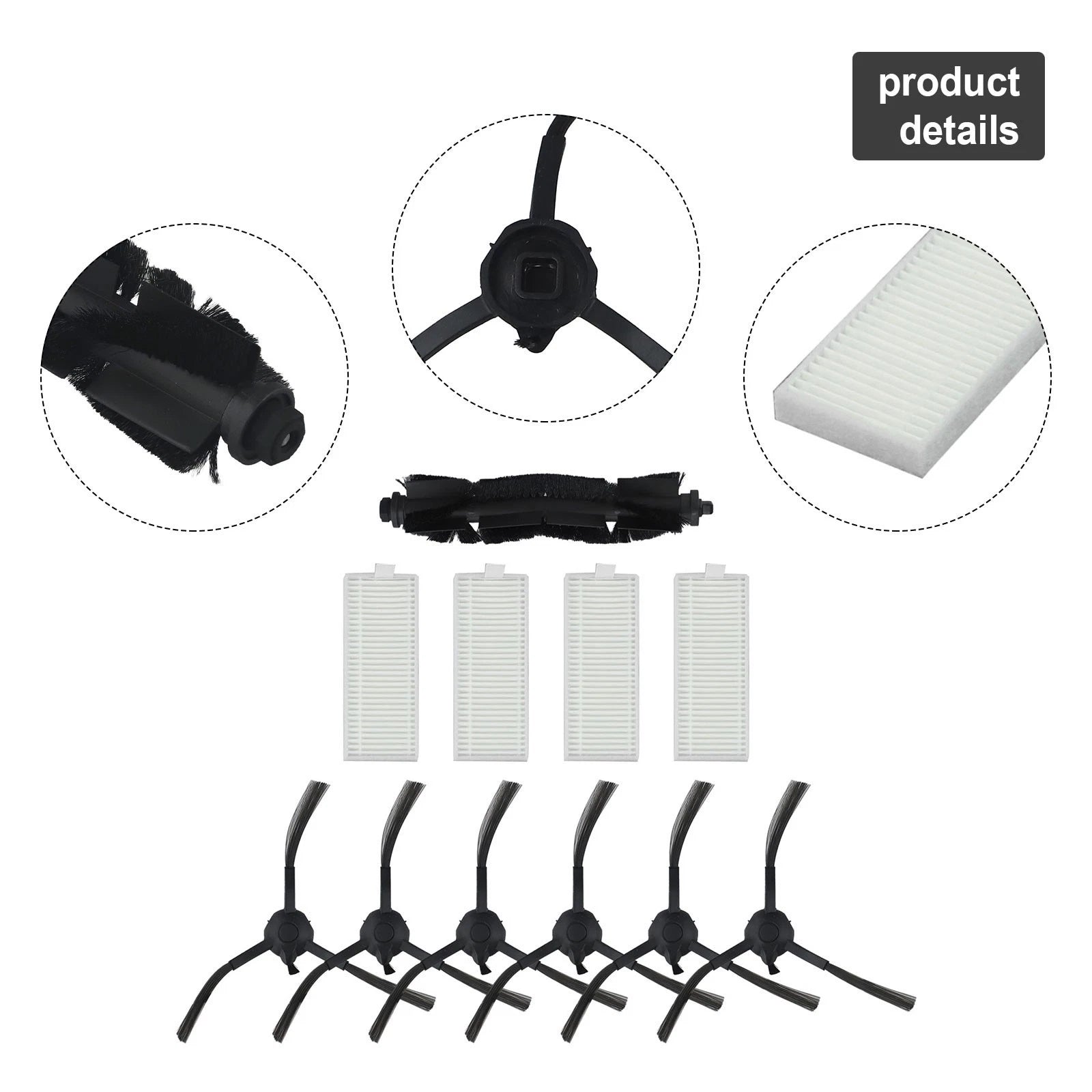 Replacement Main Roller Side Brush Filter Kit for Botslab S8 Plus (2023)