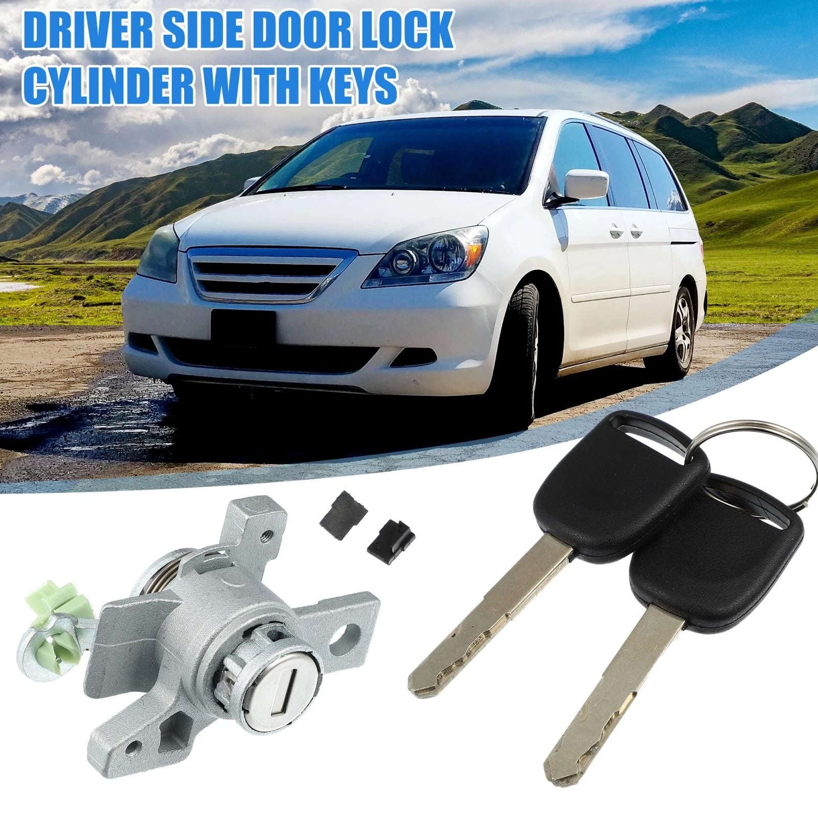 Front Left Door Lock Cylinder with 2 Keys for Honda Odyssey (2005–2010)
