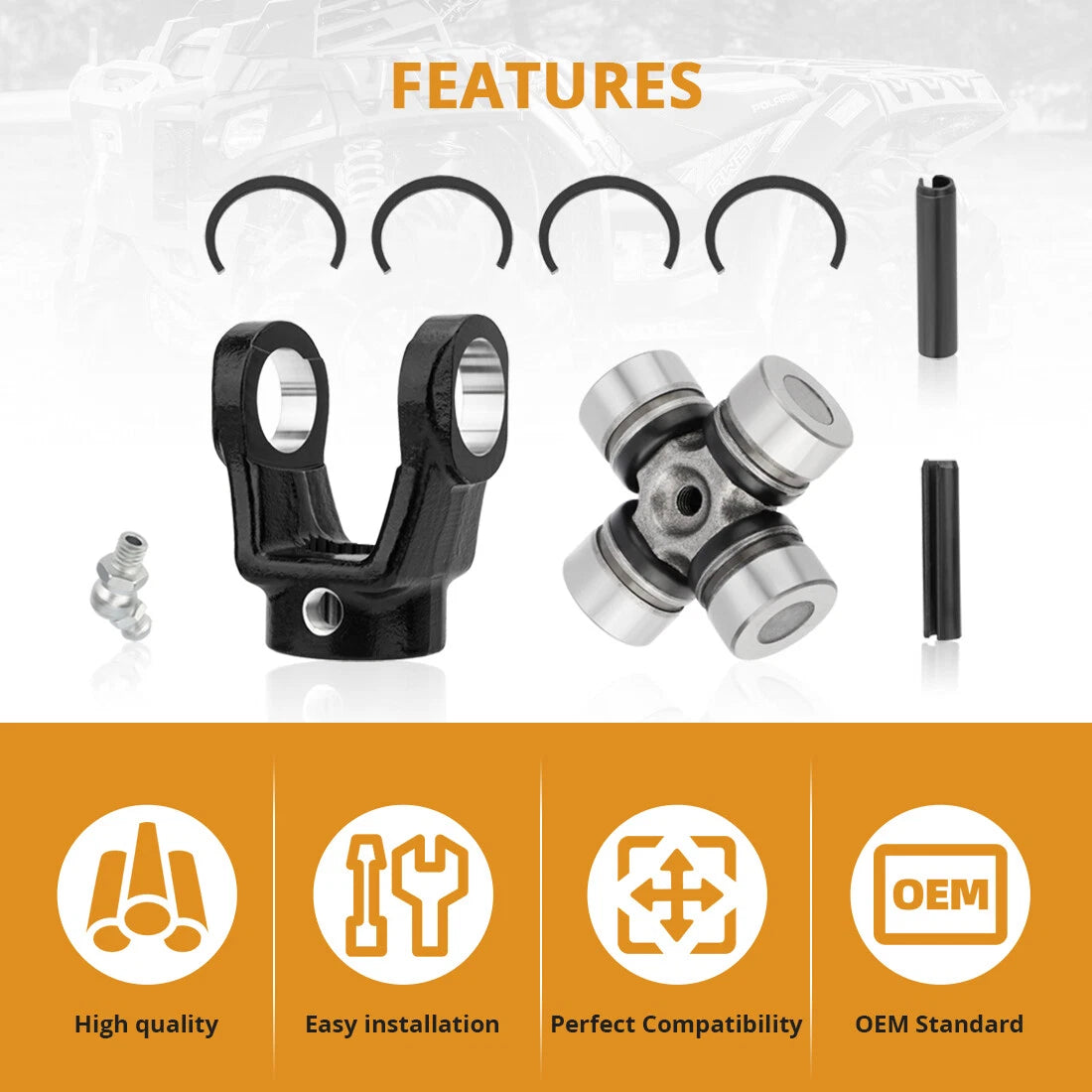 Front Prop Shaft Yoke & U-Joint Kit for Polaris Sportsman (600–1000)