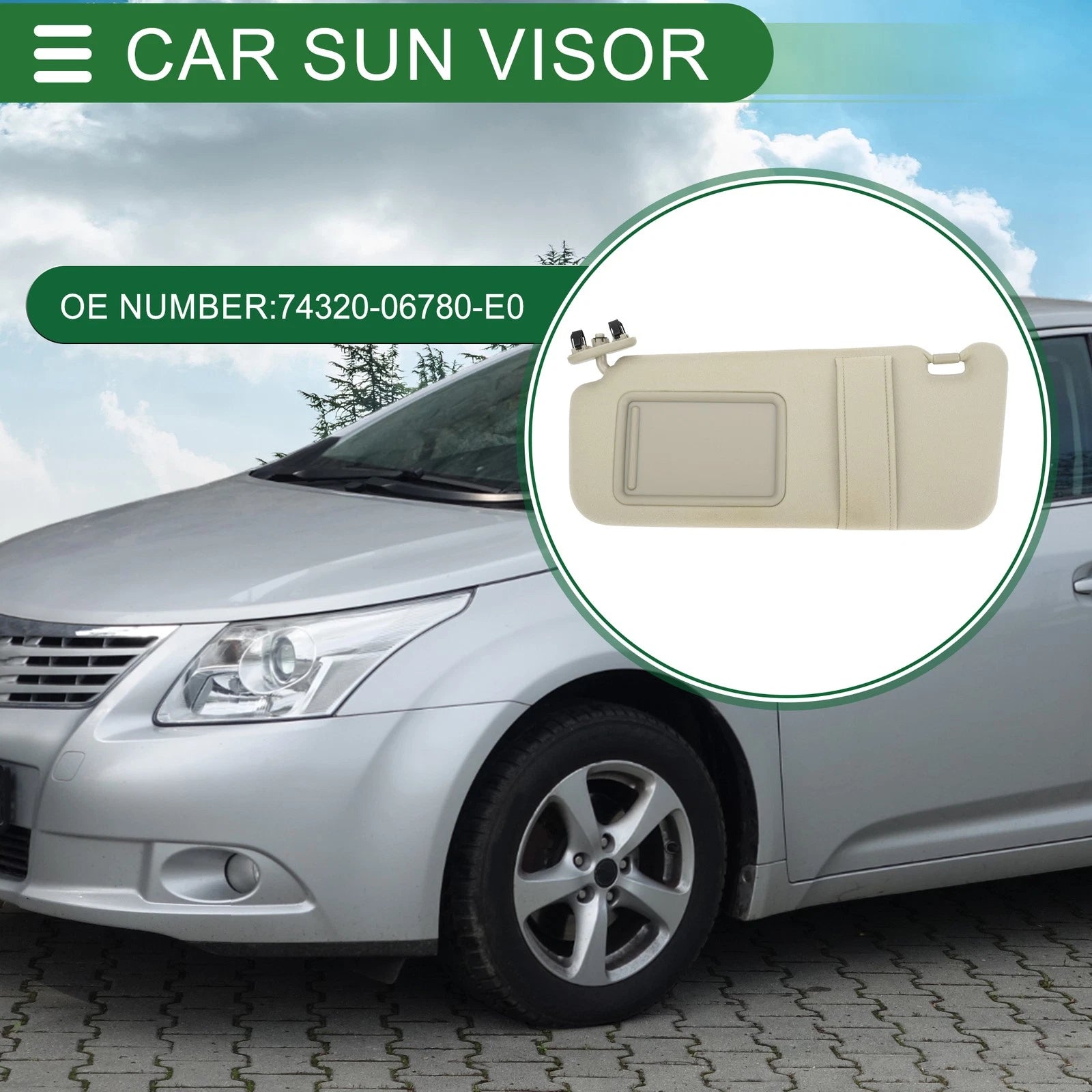 Left Driver Side Car Sun Visor OEM Replacement for Toyota Camry (2007–2011)