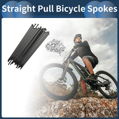 Bicycle Spokes Set 110mm Straight Pull for 14G Carbon Steel (Black)