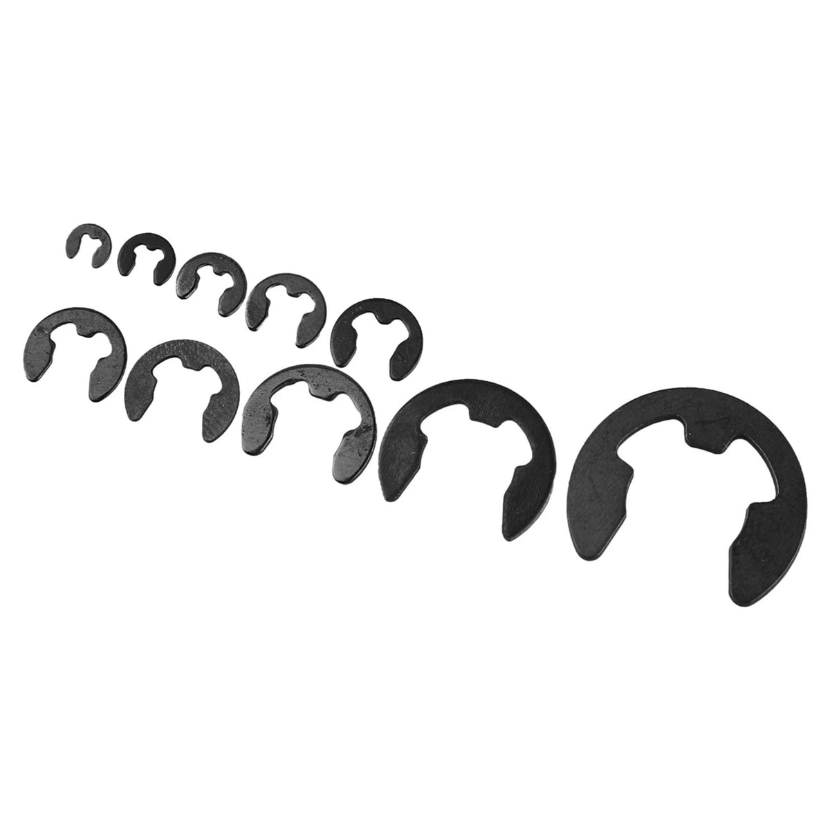 Set of 580 E Clip Snap Circlips 1.5-10mm Black Carbon Steel
