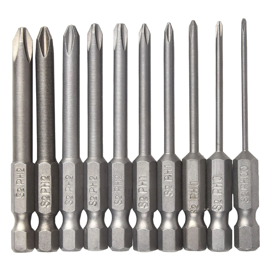 10 Piece Screwdriver Bits Set with Magnetic Tips PH00 PH0 PH1 PH2