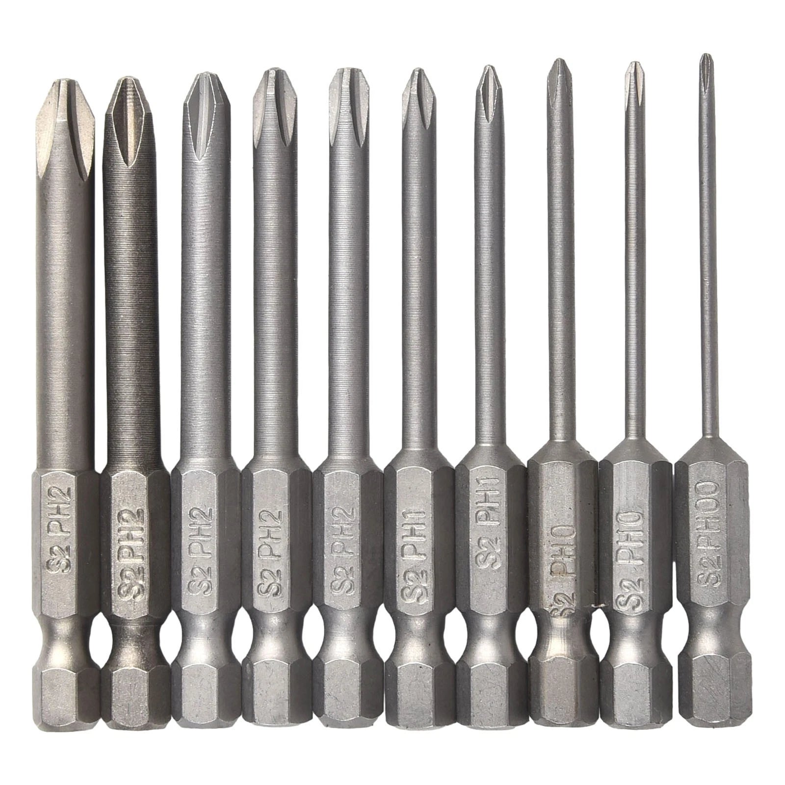 10 Piece Screwdriver Bits Set with Magnetic Tips PH00 PH0 PH1 PH2
