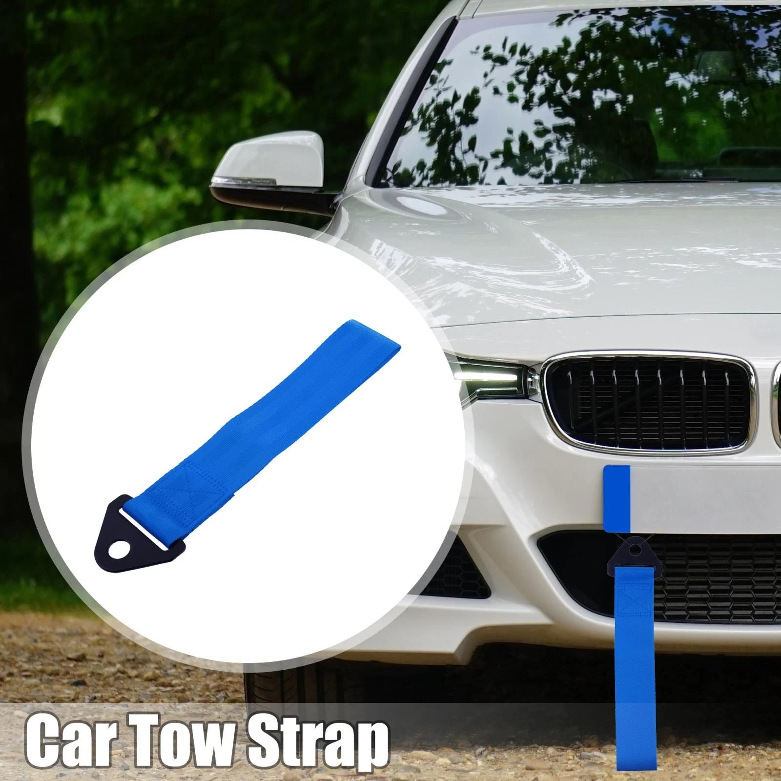 Tow Strap Set with Front Bumper Trailer Hook for Car Truck SUV (Universal)