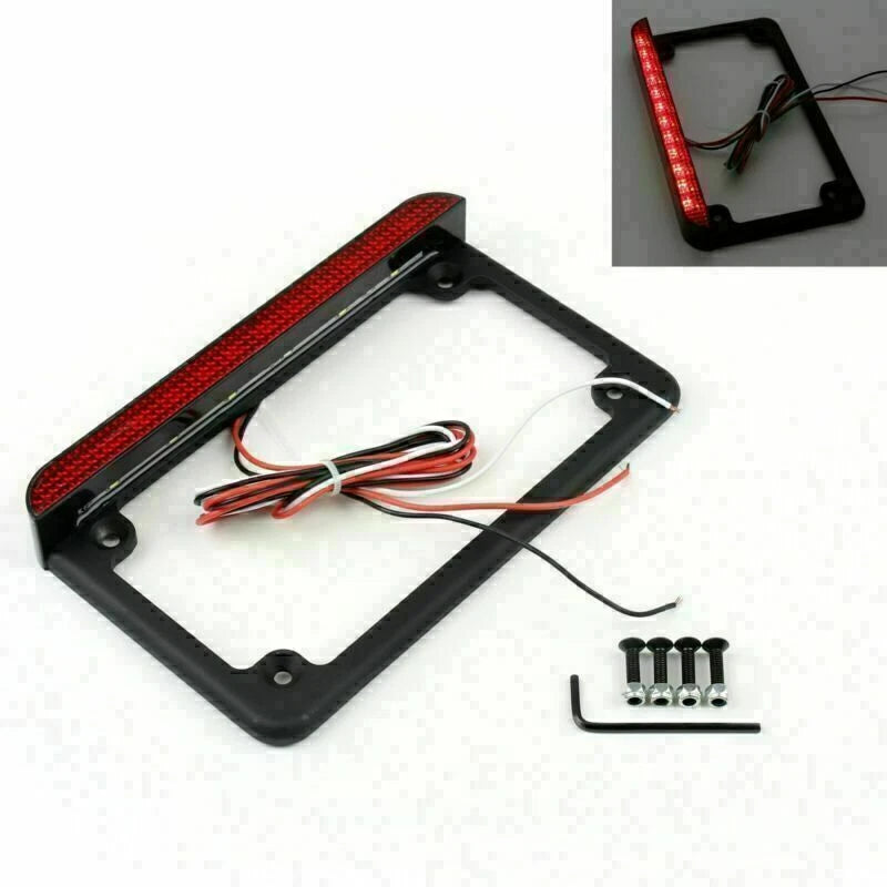 6" LED License Plate Frame with Tail Brake Light for Universal Motorcycle