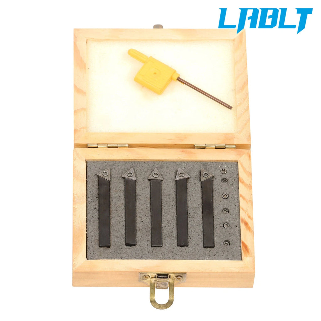 Set of 5 Indexable Carbide C6 Insert Tool Bits for Mini Lathe