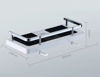 Adjustable Shower Rod Shelf for Bathroom Organizer (NoDrill)