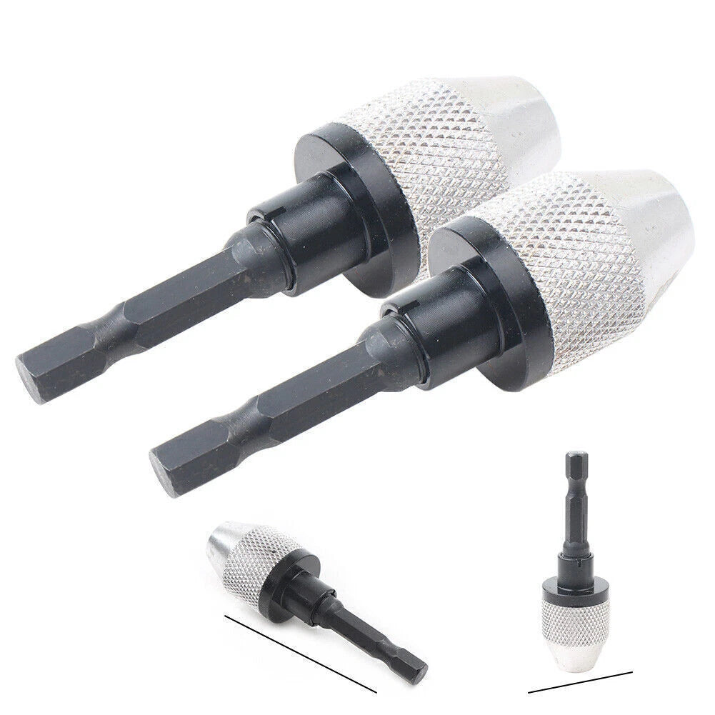 1/4'' Hex Shank Keyless Drill Bit Chuck Adapter Converter 1.2-7.0mm