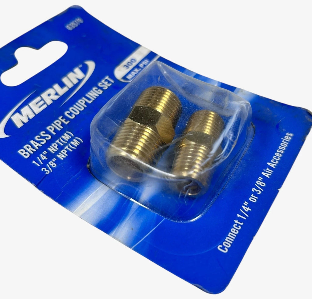 2X Brass Pipe Coupling Set 1/4'' - 3/8'' for Merlin 63579 (300 psi)
