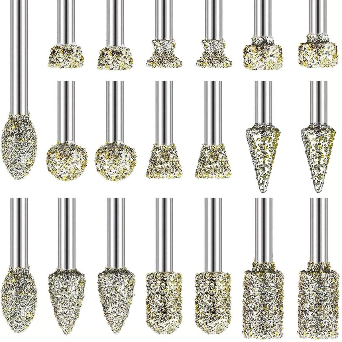 20x Diamond Grinding Burr Drill Bits for Glass Engraving Cutting Polishing