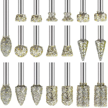 20x Diamond Grinding Burr Drill Bits for Glass Engraving Cutting Polishing