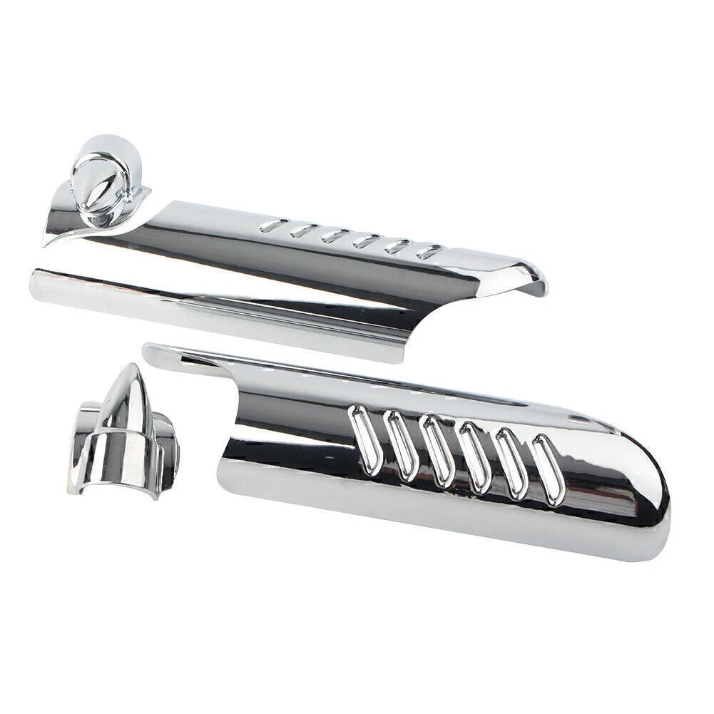 Chrome Fork Lower Leg Deflectors Shield Cover Fit Harley Touring FLHT 2000-2013