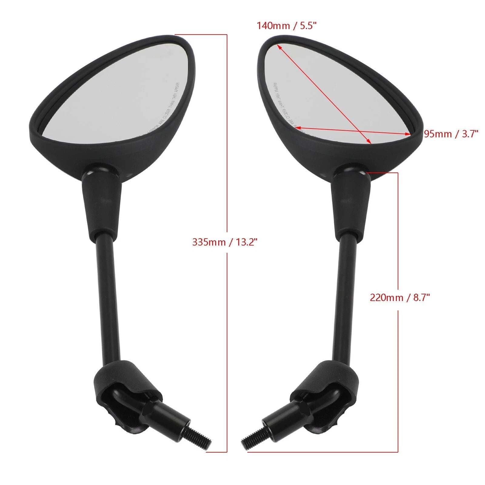 Set of 2 Rearview Mirrors for Vespa Sprint 50 125 150 (2014–2022) T9