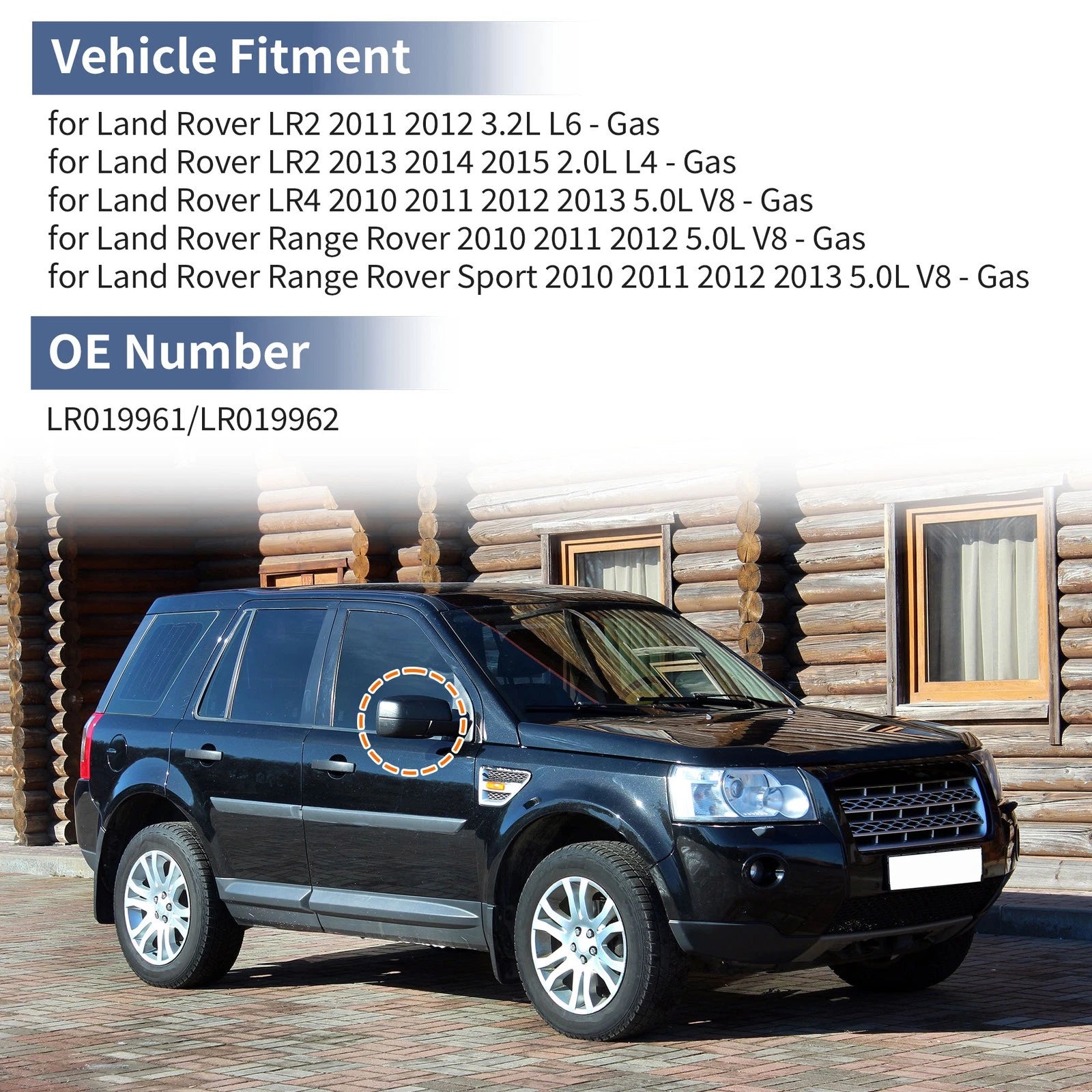 Mirror Cover Cap Set for Land Rover LR2 (2011) - Left Right Replacement