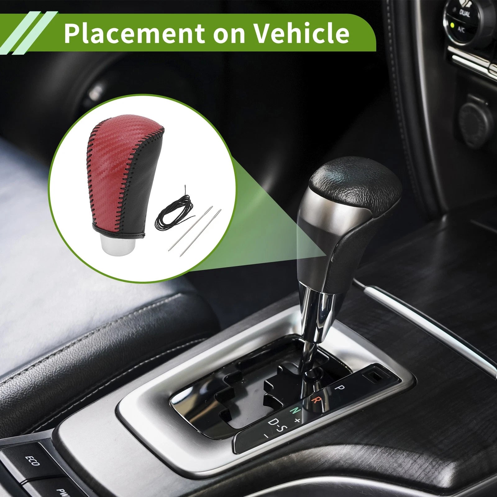 Gear Shift Knob Cover Replacement for Toyota Corolla 2009–2013 Red Carbon
