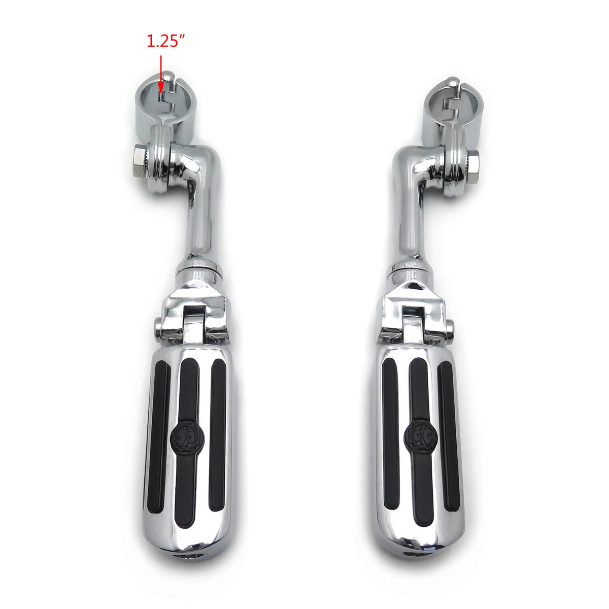 Chrome Groove Skull Footpeg Rest for Harley Sportster (4.5", 1.25")