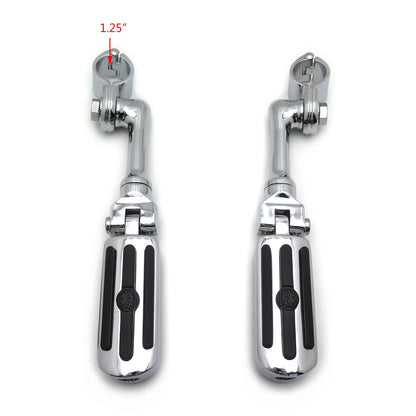 Chrome Groove Skull Footpeg Rest for Harley Sportster (4.5", 1.25")