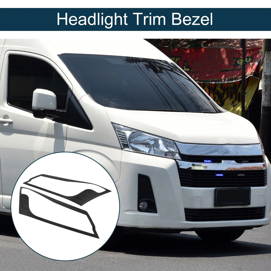 Pair Front Headlight Trim Bezel for Toyota Hiace Commuter (2019–2020) Black