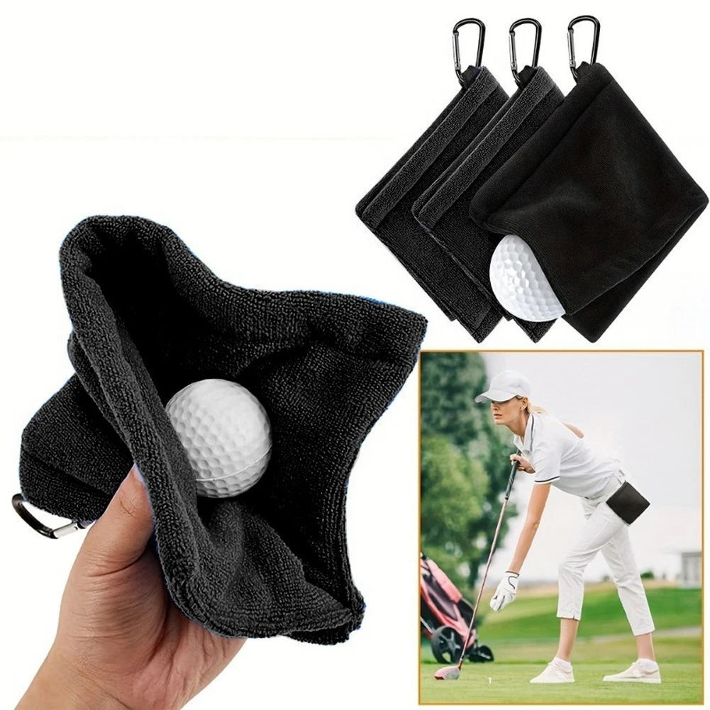 Microfiber Cleaning Towel for Golf Clubs Balls 13x14cm Compact Black