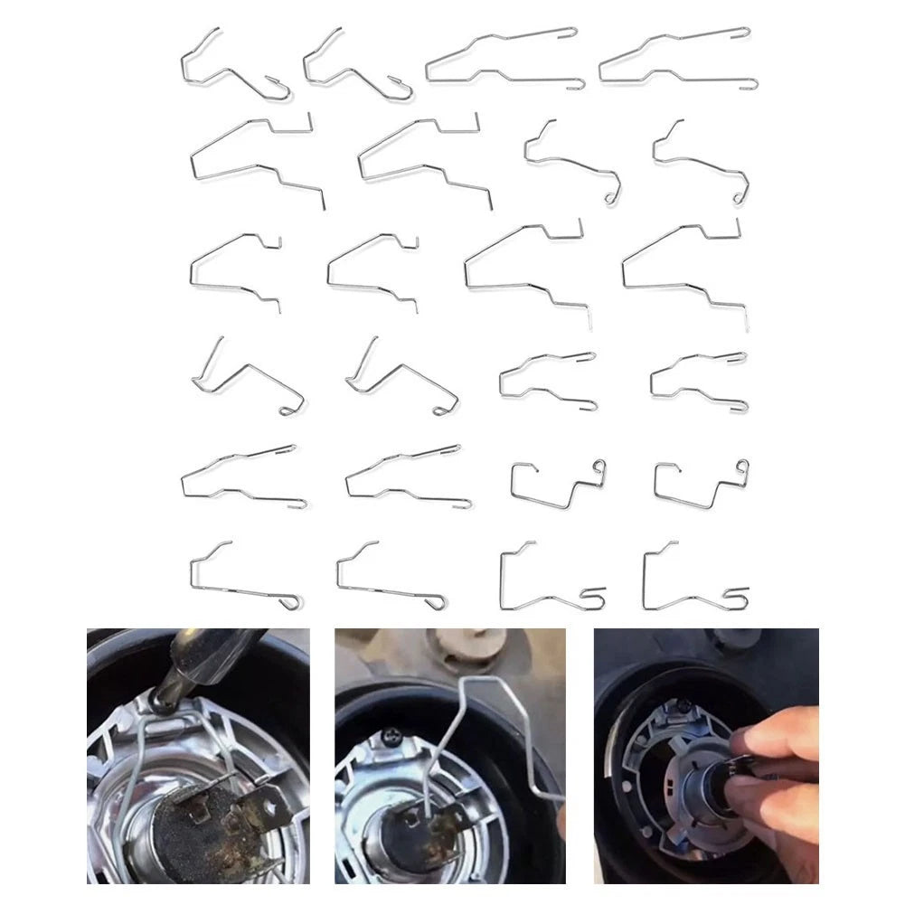 24pcs Headlight Bulb Retaining Clips for H1 H3 H4 H7