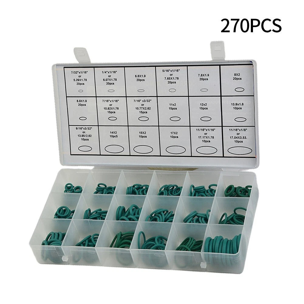 270Pcs A/C Repair HNBR Rubber O-Rings Set for Universal Vehicles (All Years)