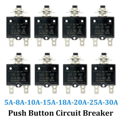 3/8 Inch Round Hole Circuit Breaker with Manual Reset, Transparent Cover