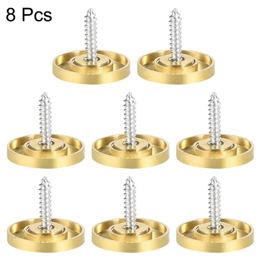 Set of 8 Advertising Mirror Nail Fasteners with Solid Brass Construction
