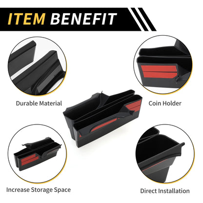 2X Center Console Side Organizer Insert Tray for Toyota Tacoma (2016–2023) Black
