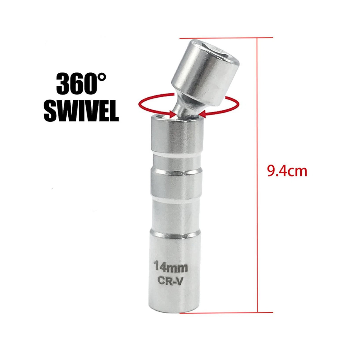 14mm Thin Wall Magnetic Swivel Spark Plug Socket 3/8" Drive 12 Point