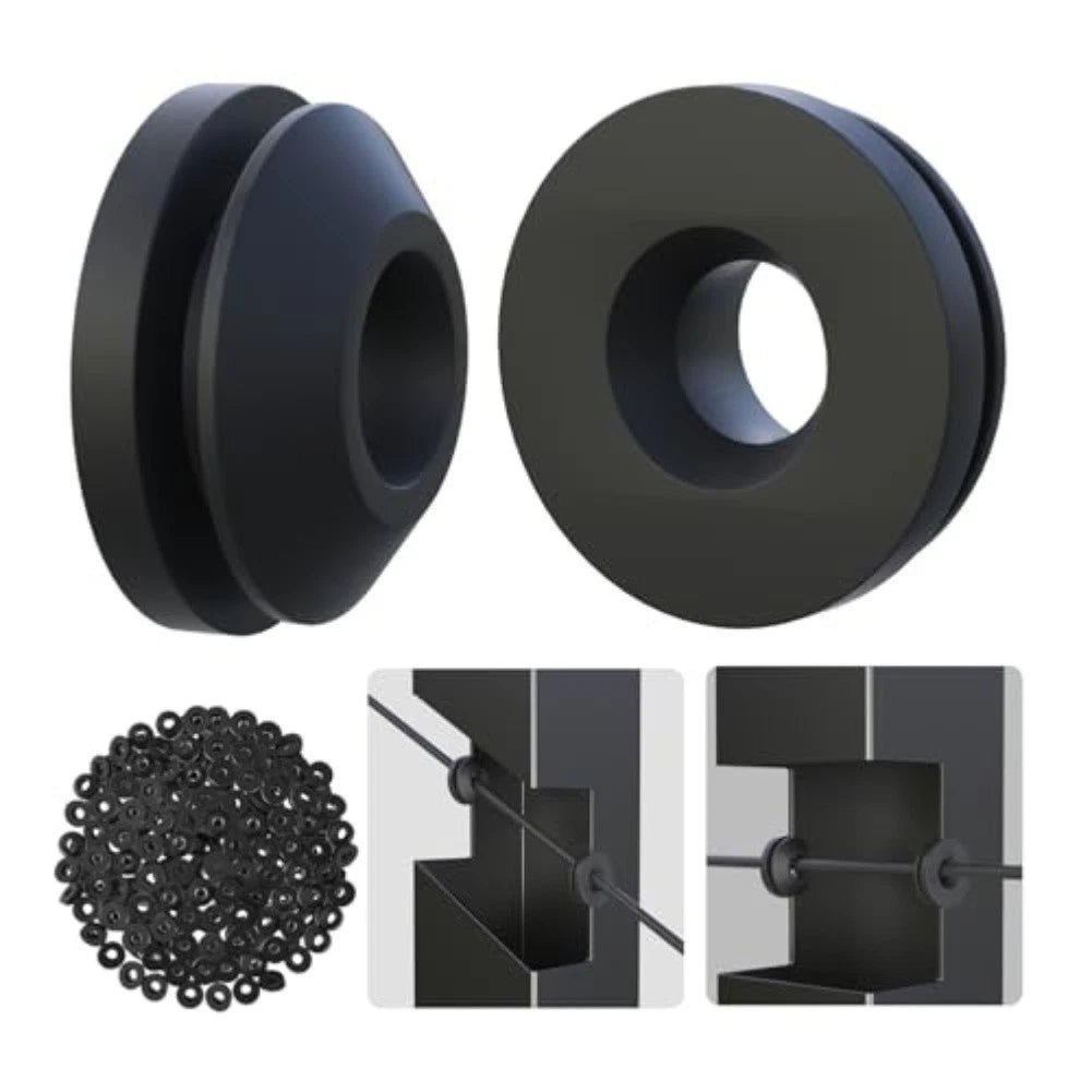 Set of 4 Rubber Grommets for Cable Railing Metal Posts Black 1/8, 5/32, 3/16 Inch