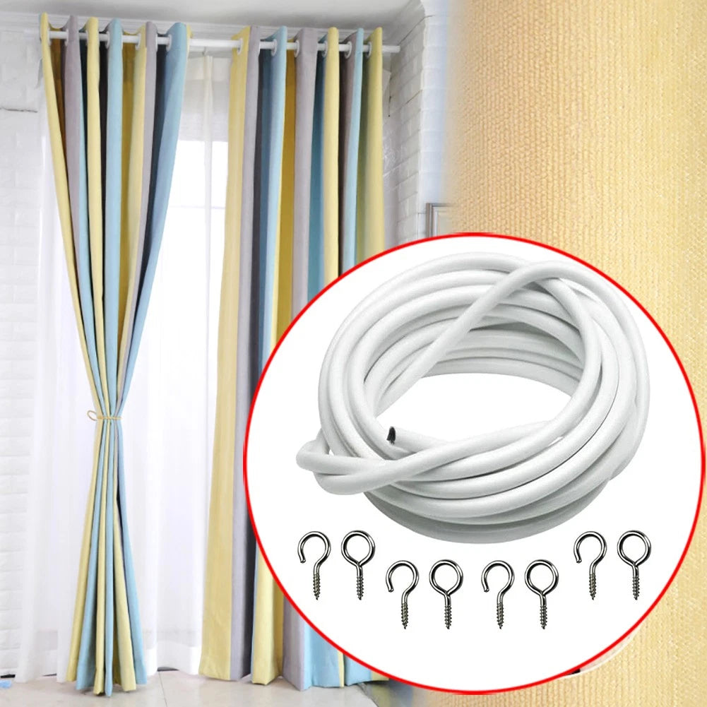 Net Curtain Wire for DIY Window Cord Cable with Hooks & Eyes