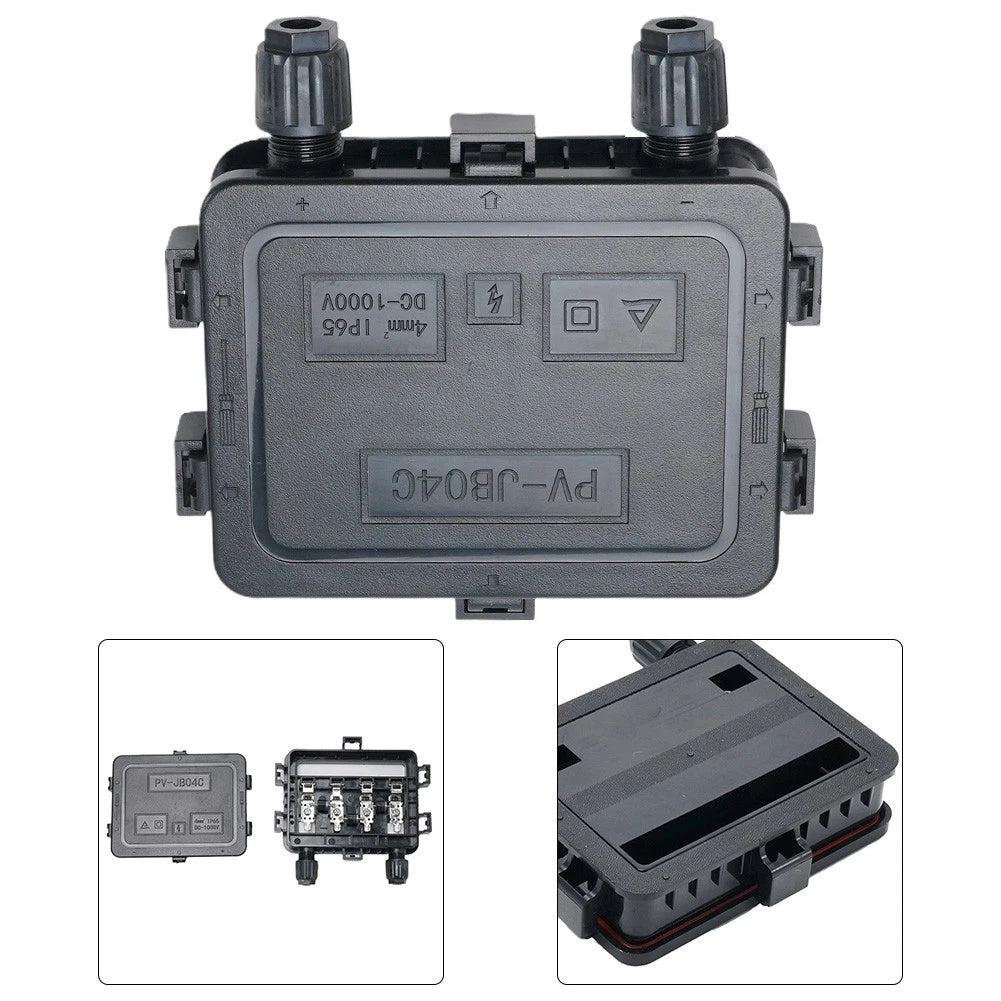 100W Solar Panel Junction Box Terminal Blocks Wire Connectors for Off-Grid Systems